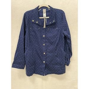 Chicos Utility Jacket womens Size 2 Button up New with tags pockets